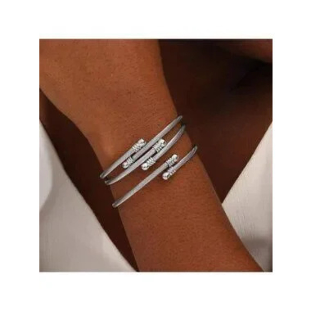 Stainless Steel Cable Wire Cuff Bracelets (Set of 3)
